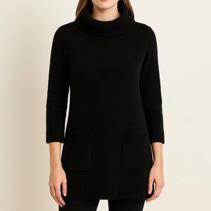 Anthropologie Field Flower Ribbed Trim Tunic Sweater with Pockets Size EXS